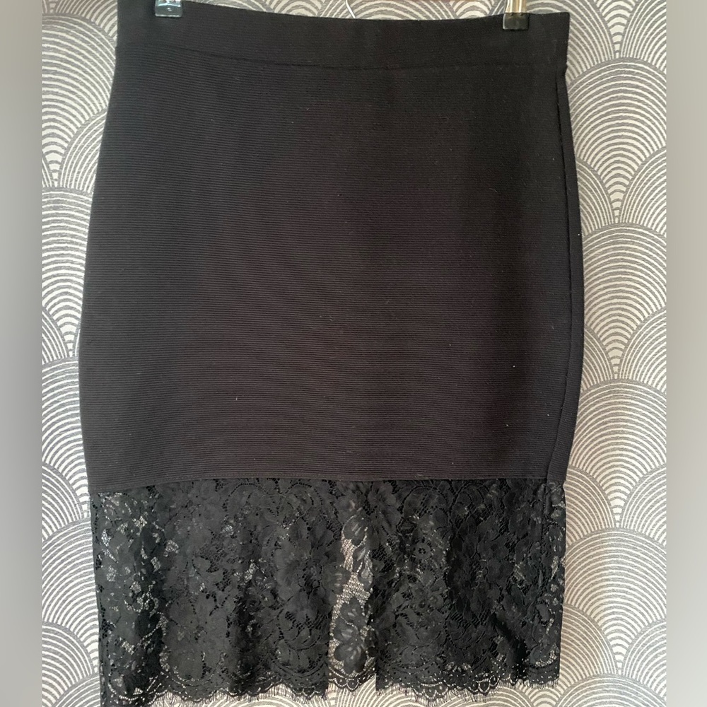Black Forever 21 Pencil Skirt w/ Lace Detail